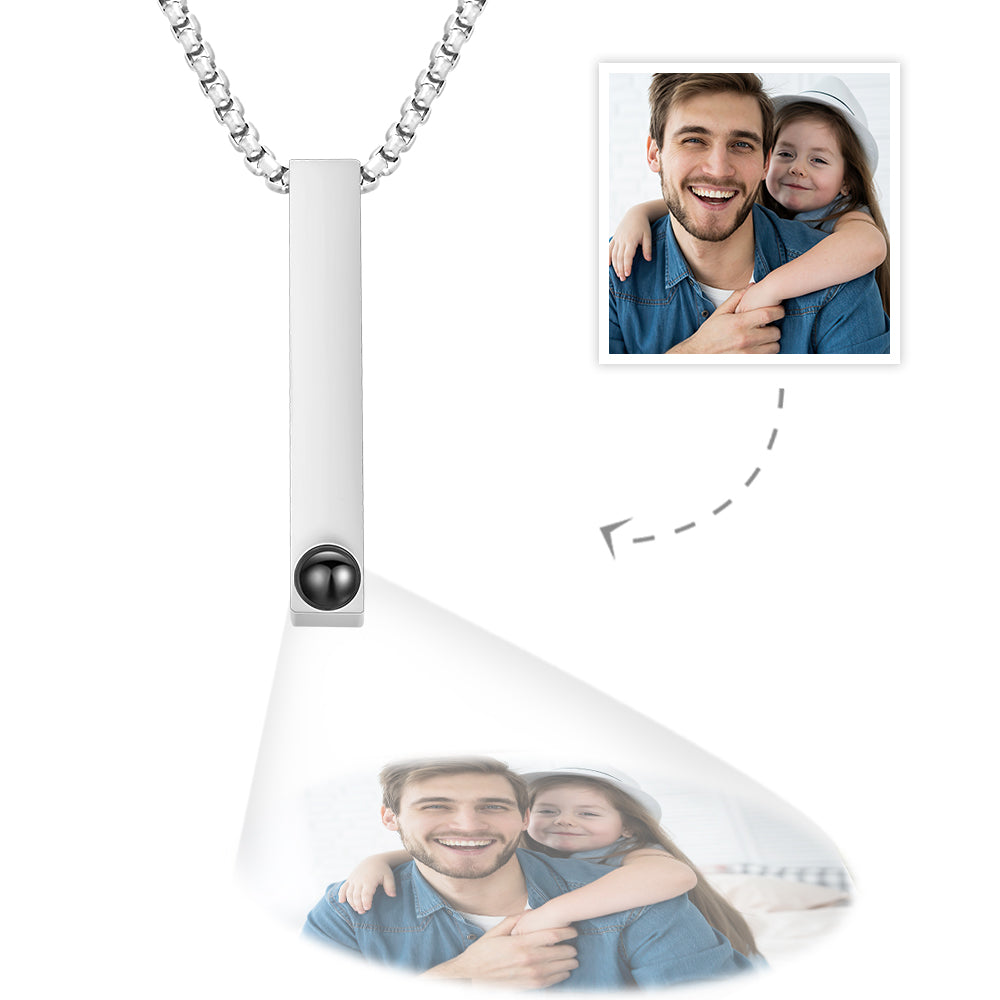 Photo Projection 3D Bar Necklace Vertical Bar Necklace Gifts For Father-Blongser