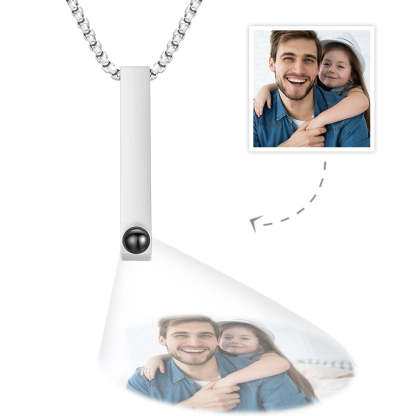 Photo Projection 3D Bar Necklace Vertical Bar Necklace Gifts For Father-Blongser
