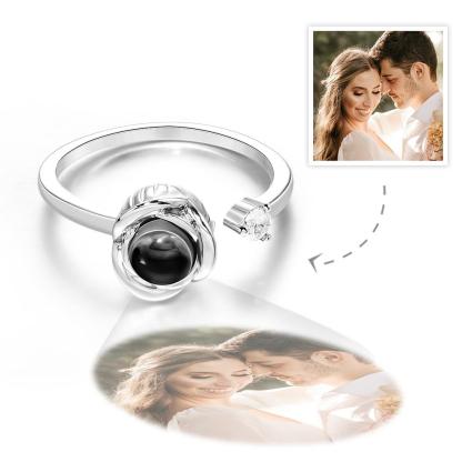 Custom Projection Ring Personalized Photo Open Ring for Women-Blongser