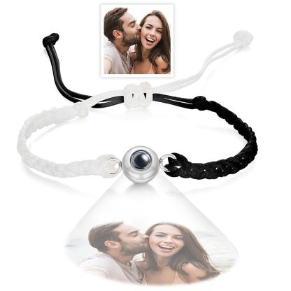 Custom Photo Projection Bracelet Black and White Colorblock Bracelet Creative Gift-Blongser