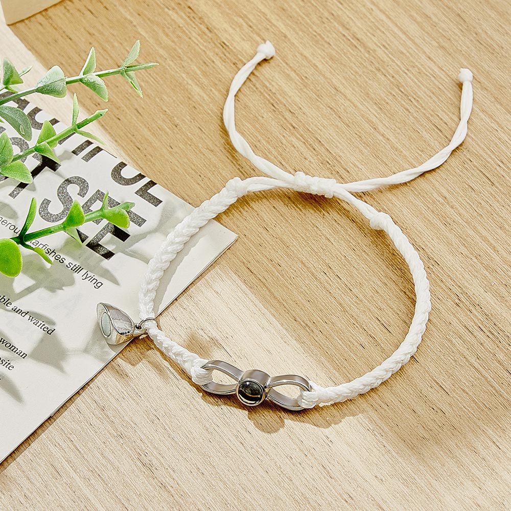 Custom Photo Projection Bracelet Woven Heart Magnetic Bracelet Gift for Couple-Blongser