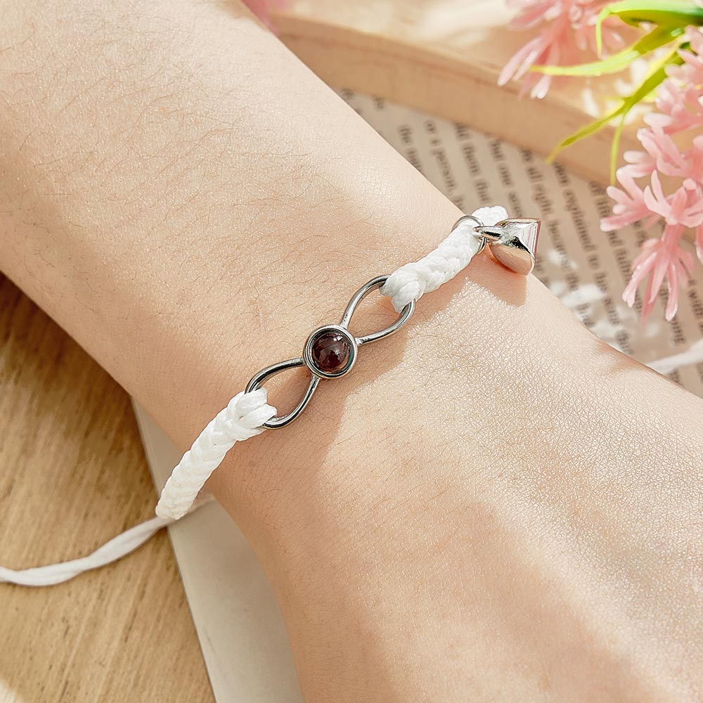 Custom Photo Projection Bracelet Woven Heart Magnetic Bracelet Gift for Couple-Blongser