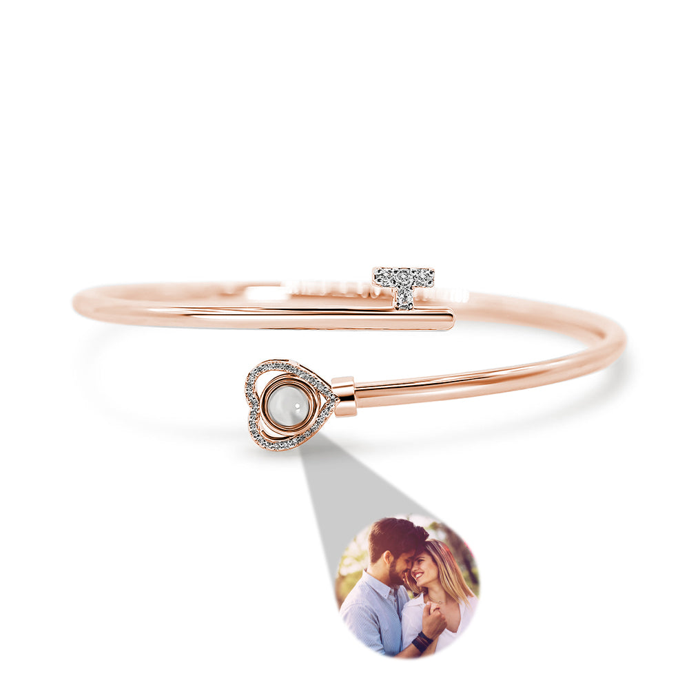 Personalized Photo Projection Bracelet Heart Adjustment Bracelet Gift for Her-Blongser
