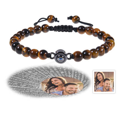Custom Photo Projection Bracelet I Love You 100 Languages Men's Bracelet Gift for Boyfriend Husband Dad-Blongser