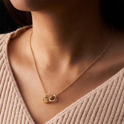 Custom Double Heart Photo Projection Necklace Personalized Picture Inside Pendant Memorial Jewelry-Blongser