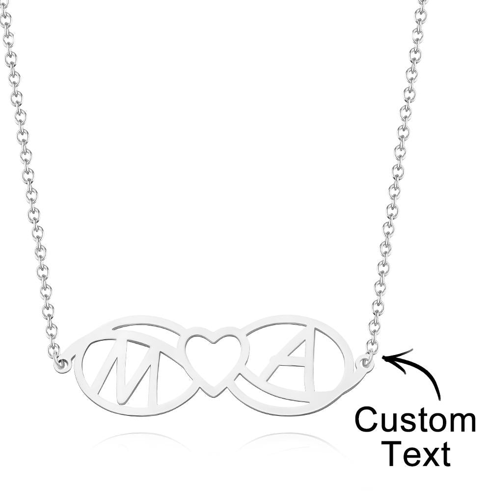 Love Name Necklace Personalized Love Heart Infinite Initials Necklace Gift for Her-Blongser
