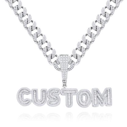 Custom Letter Men's Pendant Necklace with Bling Cuban Link Chain Jewelry Gift-Blongser