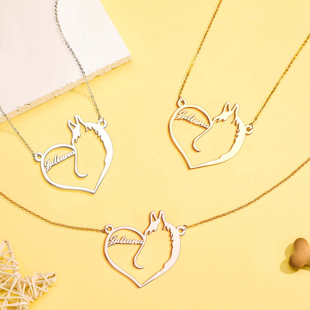 Personalized Name Heart Pet Memorial Necklace Memorial Gift for Her-Blongser