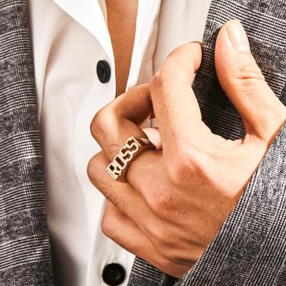 Custom Name Ring, Personalized Block Name Ring, Name Ring, Engraved Name Ring For Men and Women-Blongser