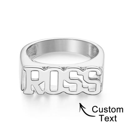 Custom Name Ring, Personalized Block Name Ring, Name Ring, Engraved Name Ring For Men and Women-Blongser