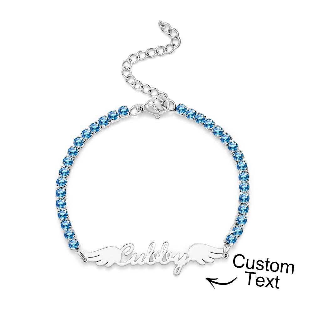 Custom Name Tennis Bracelet Elegant Angel Wings All Diamonds Bracelet Gift For Her-Blongser