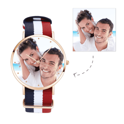 Personalised Color Nylon Strap Photo Watch for Men 40mm-Blongser