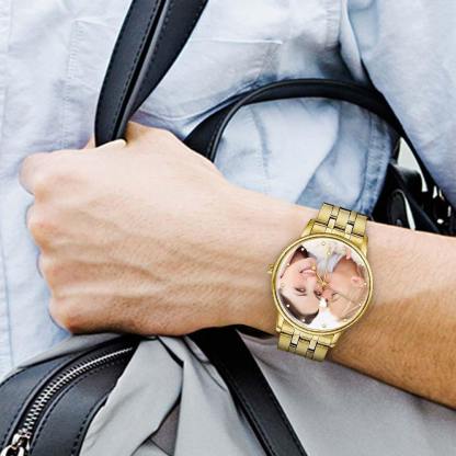 Unisex Engraved Photo Watch Alloy Strap 38mm-Blongser