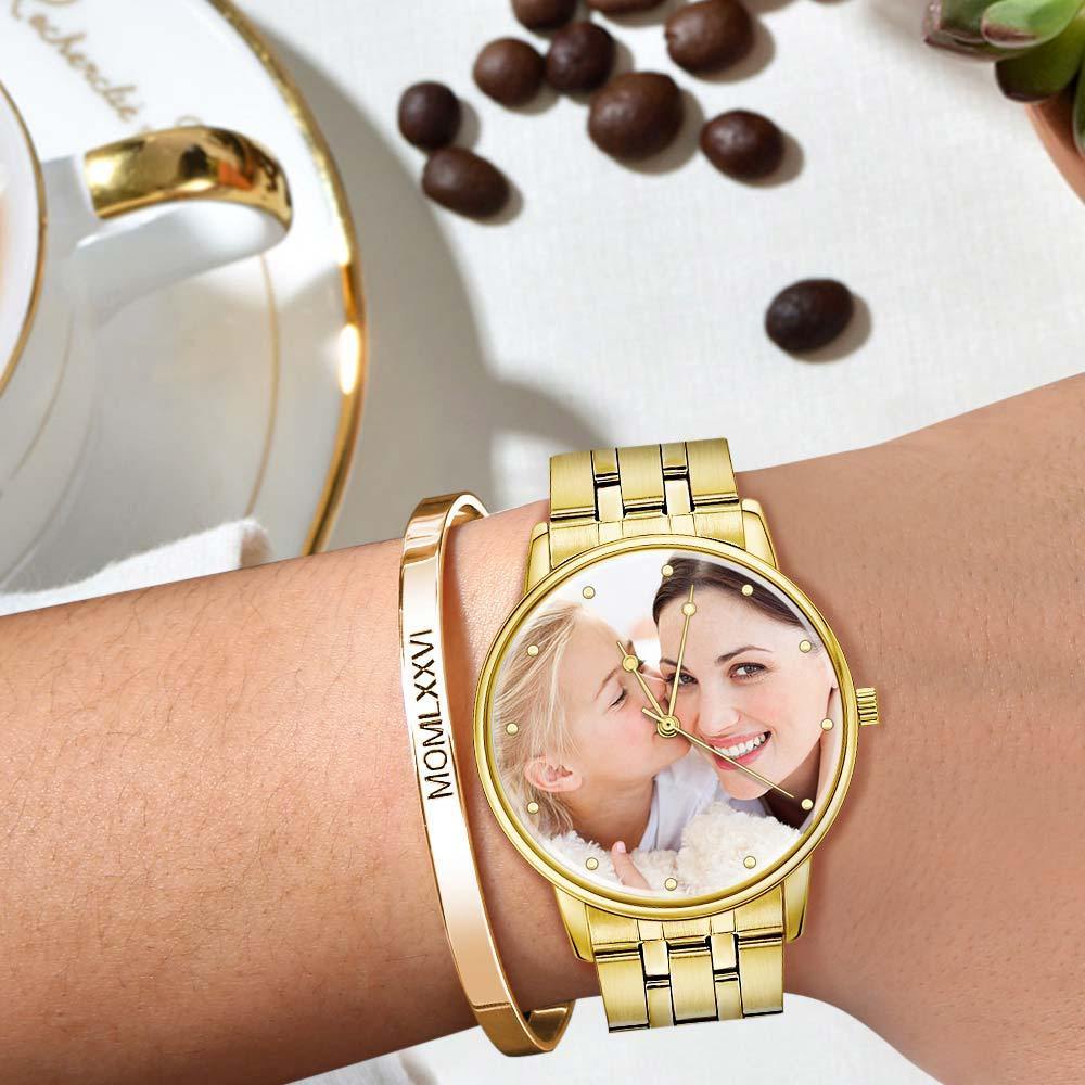 Unisex Engraved Photo Watch Alloy Strap 38mm-Blongser