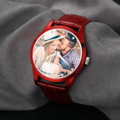 Personalized Men's Photo Watch with Leather Strap-Blongser