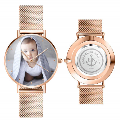 Custom Engraved Alloy Strap Unisex Photo Watch 36mm/40mm-Blongser