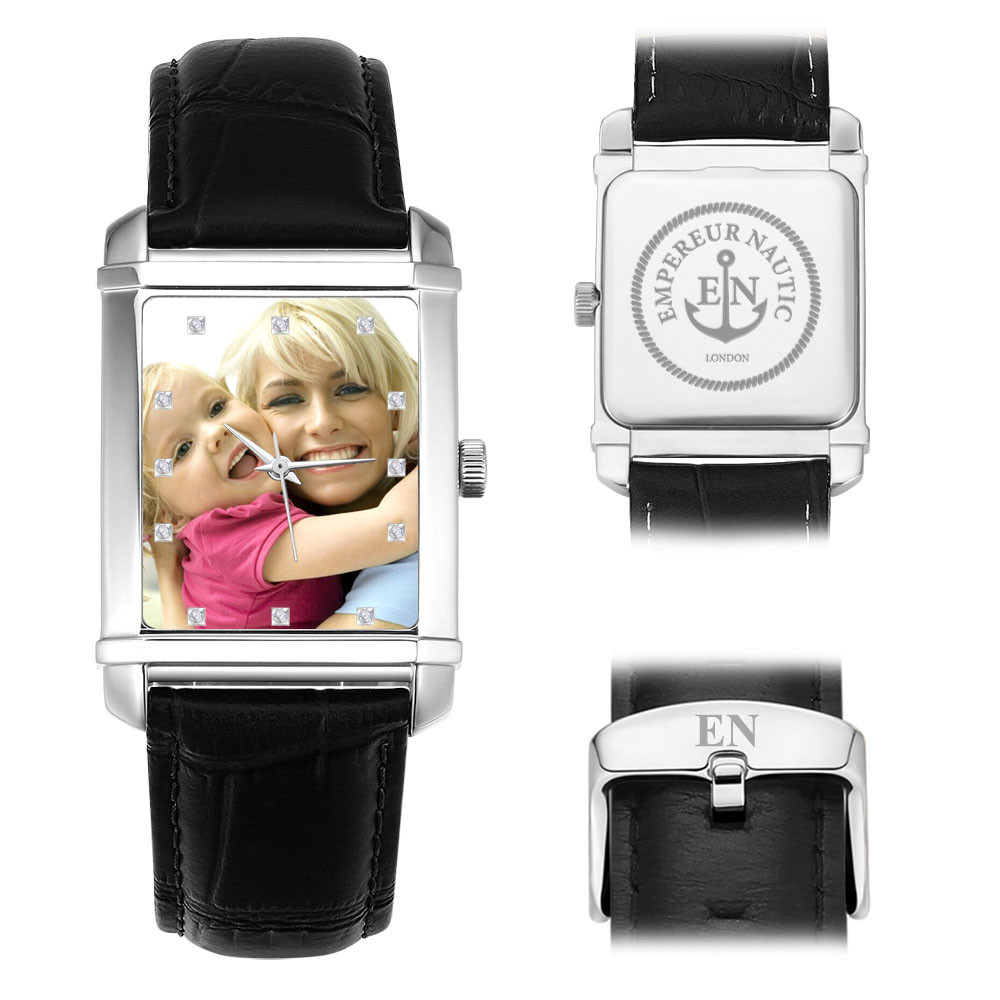 Custom Men's Rectangular Watch Engraved Buckle Genuine Leather Watch 40*33mm-Blongser