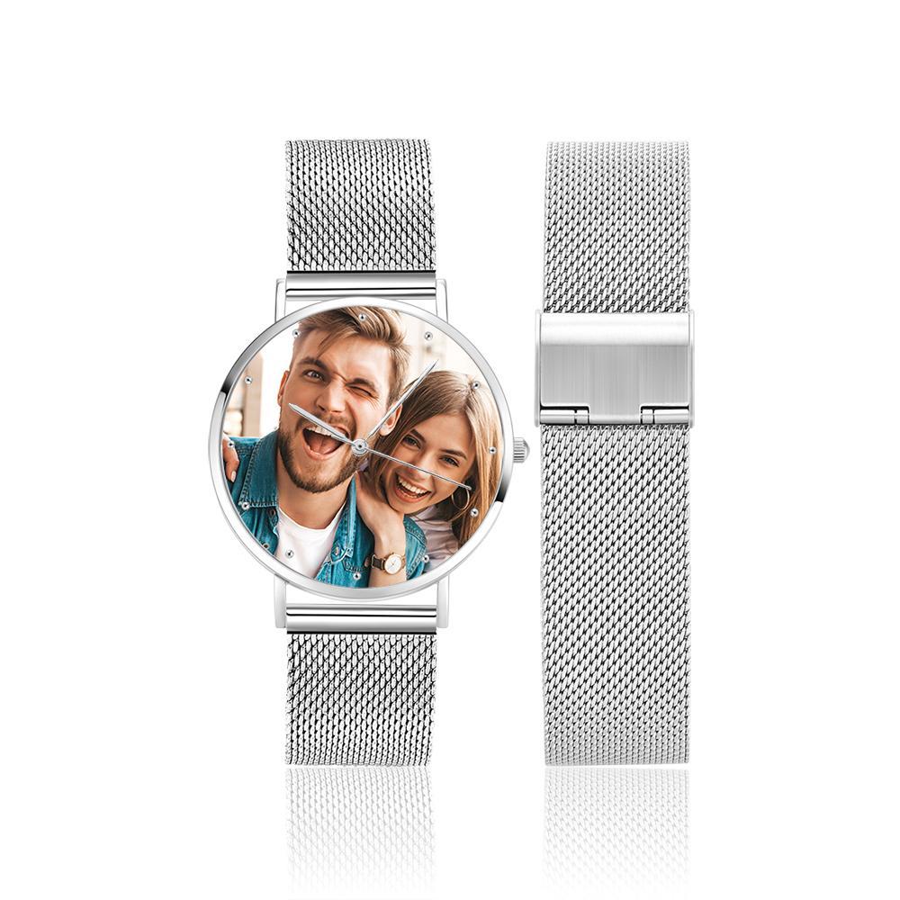 Women's Engraved Calendar Alloy Bracelet Photo Watch 36mm-Blongser