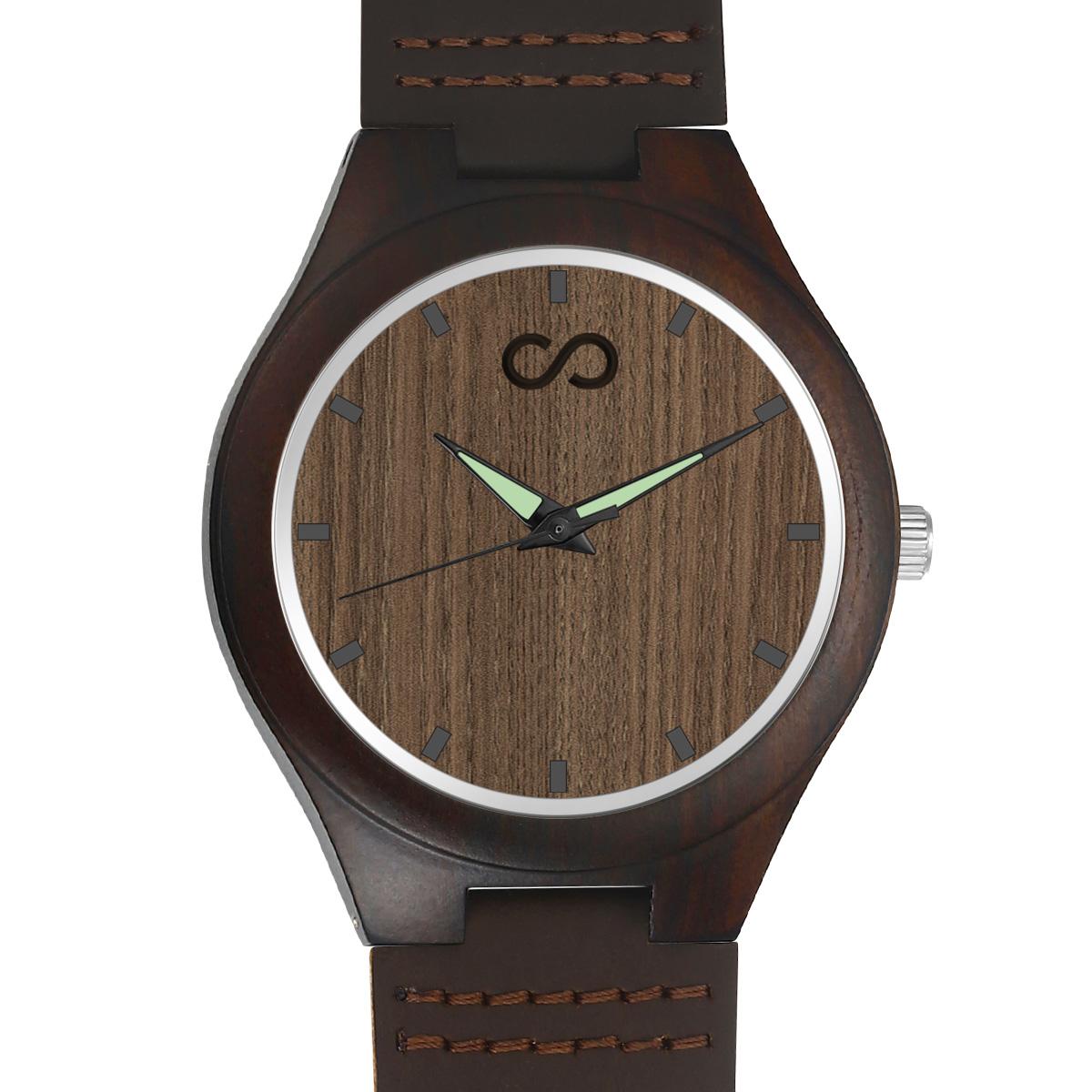 Custom Engraved Wooden Watch Leather Strap 45mm Valentine‘s Day Gifts-Blongser