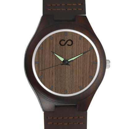 Custom Engraved Wooden Watch Leather Strap 45mm Valentine‘s Day Gifts-Blongser