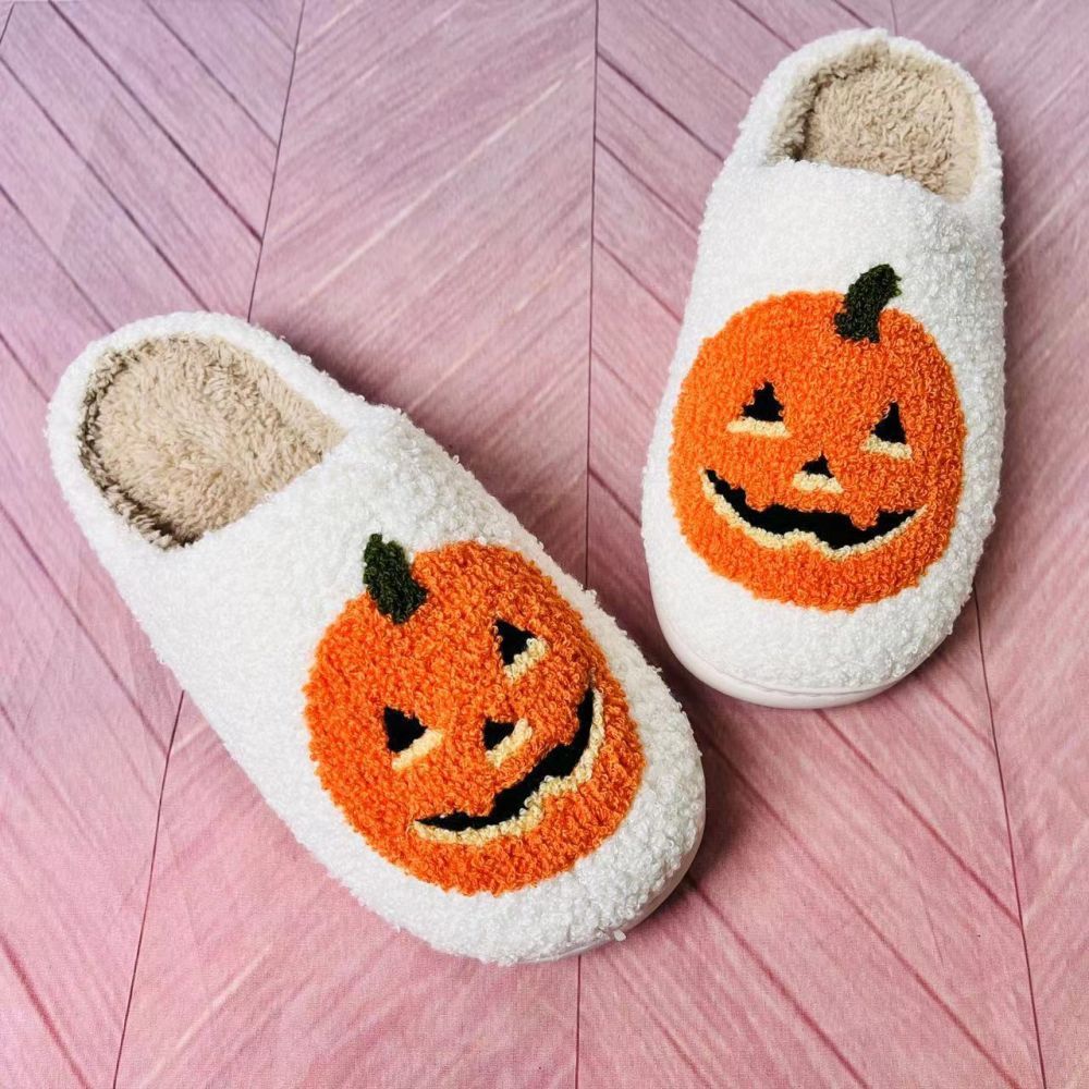 Halloween Slippers Halloween Pumpkin Shoes Home Cotton Slippers-Blongser
