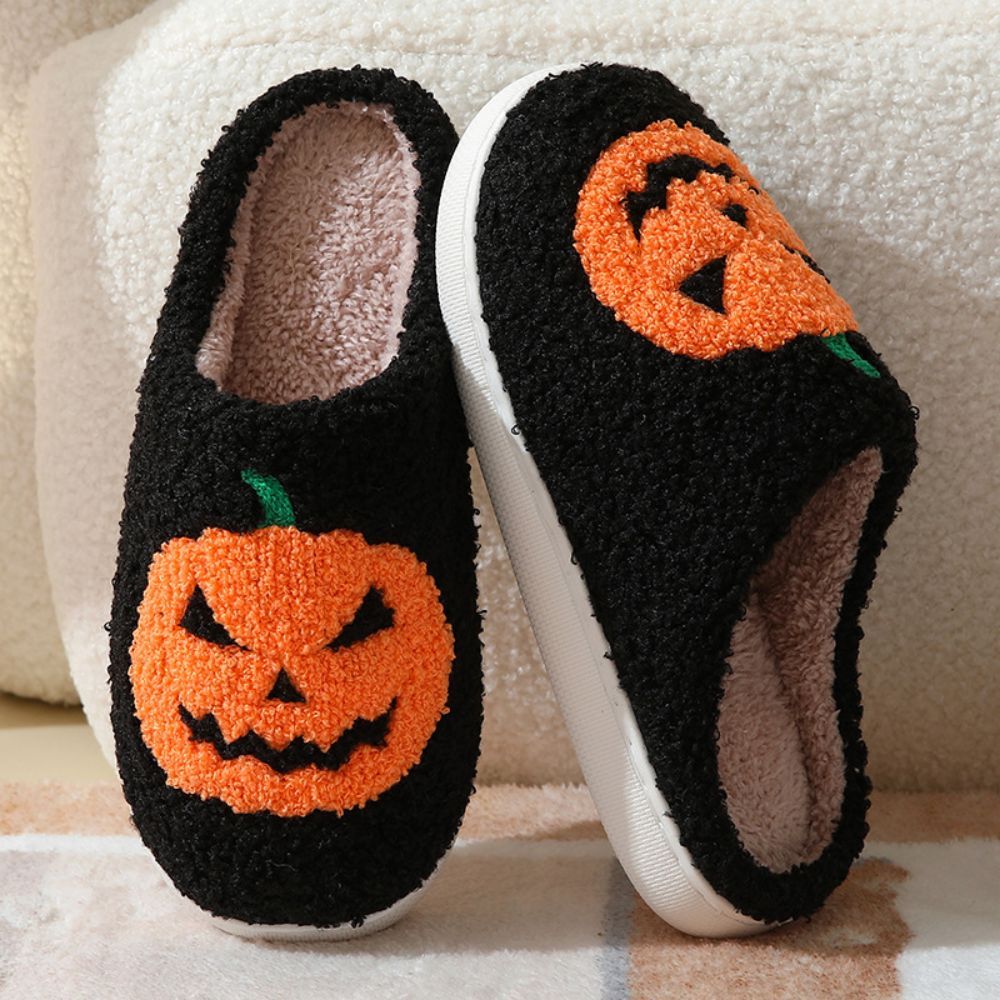 Halloween Slippers Halloween Pumpkin Shoes Home Cotton Slippers-Blongser