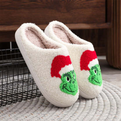 Christmas Slippers Christmas Grinch Shoes Home Cotton Slippers-Blongser