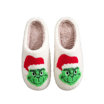 Christmas Slippers Christmas Grinch Shoes Home Cotton Slippers-Blongser