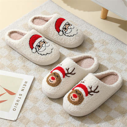 Christmas Gingerbread Man Slippers Santa Claus Shoes Home Cotton Slippers-Blongser