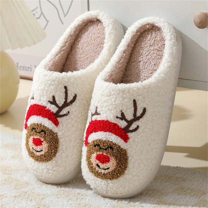Christmas Gingerbread Man Slippers Santa Claus Shoes Home Cotton Slippers-Blongser