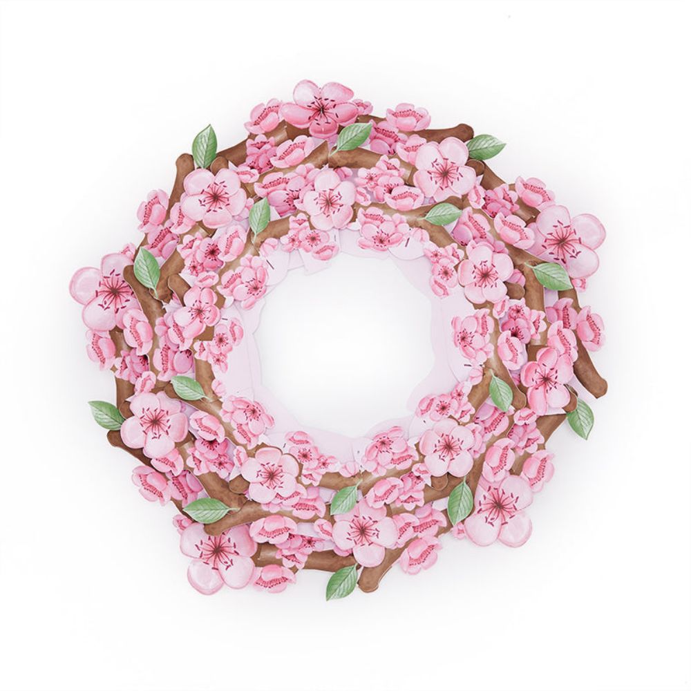 3D Creative Cherry Blossom Wreath Pop Up Home Decor Garland-Blongser