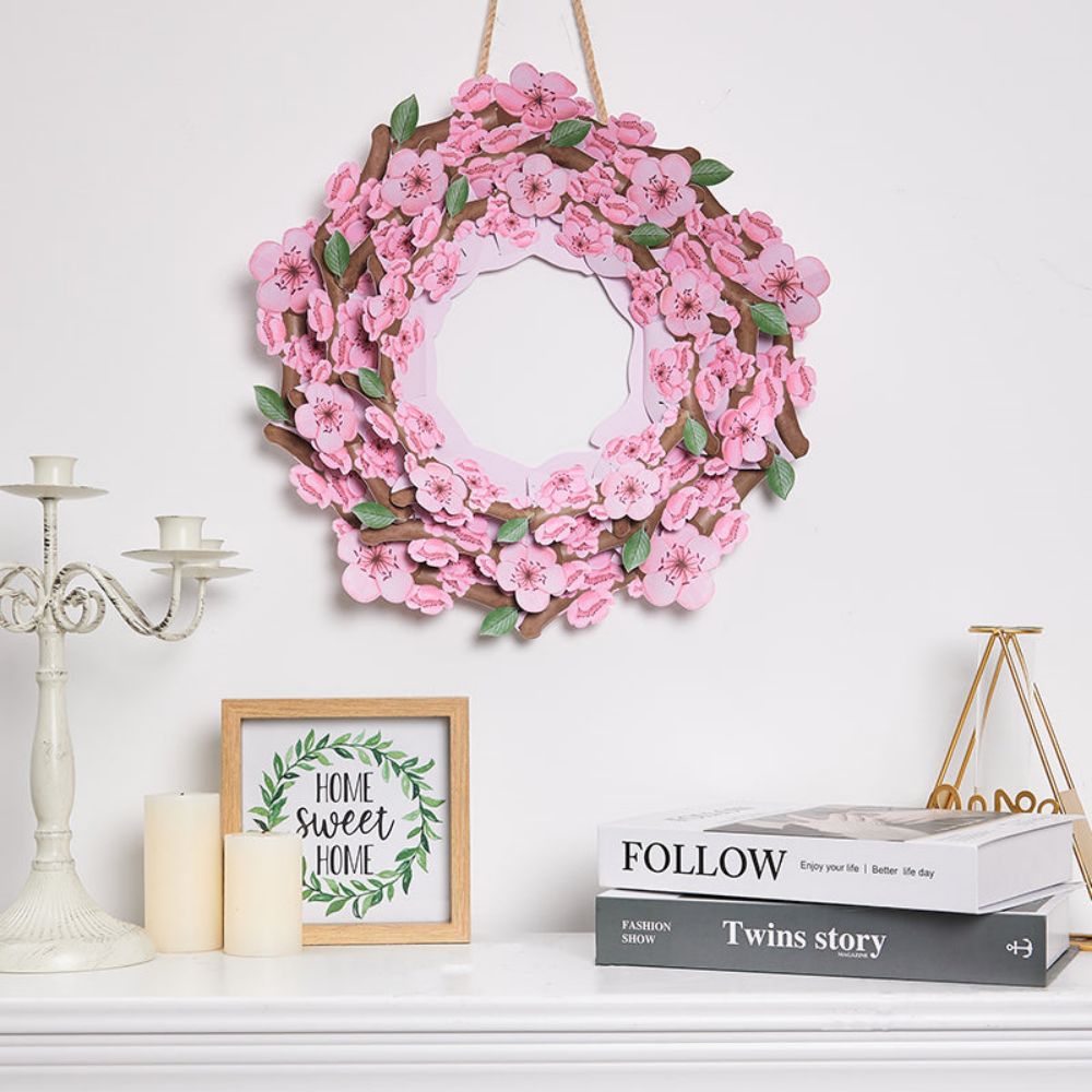 3D Creative Cherry Blossom Wreath Pop Up Home Decor Garland-Blongser