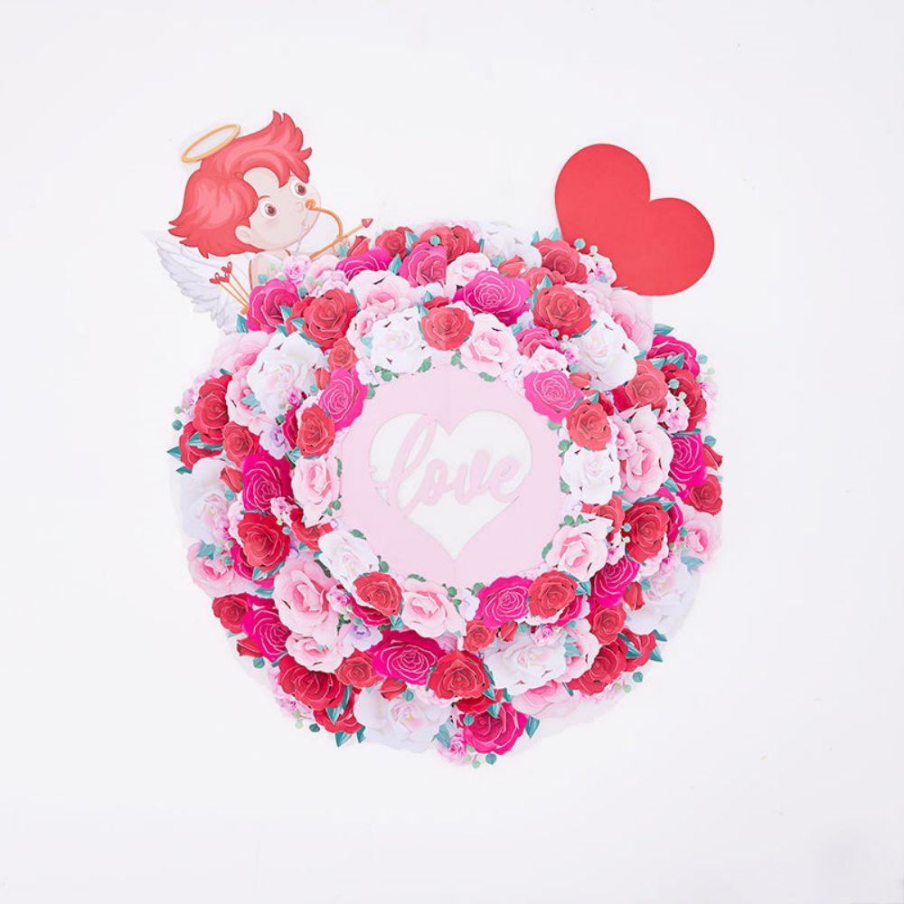 3D Creative Cupid Rose Wreath Pop Up Home Decor Garland-Blongser