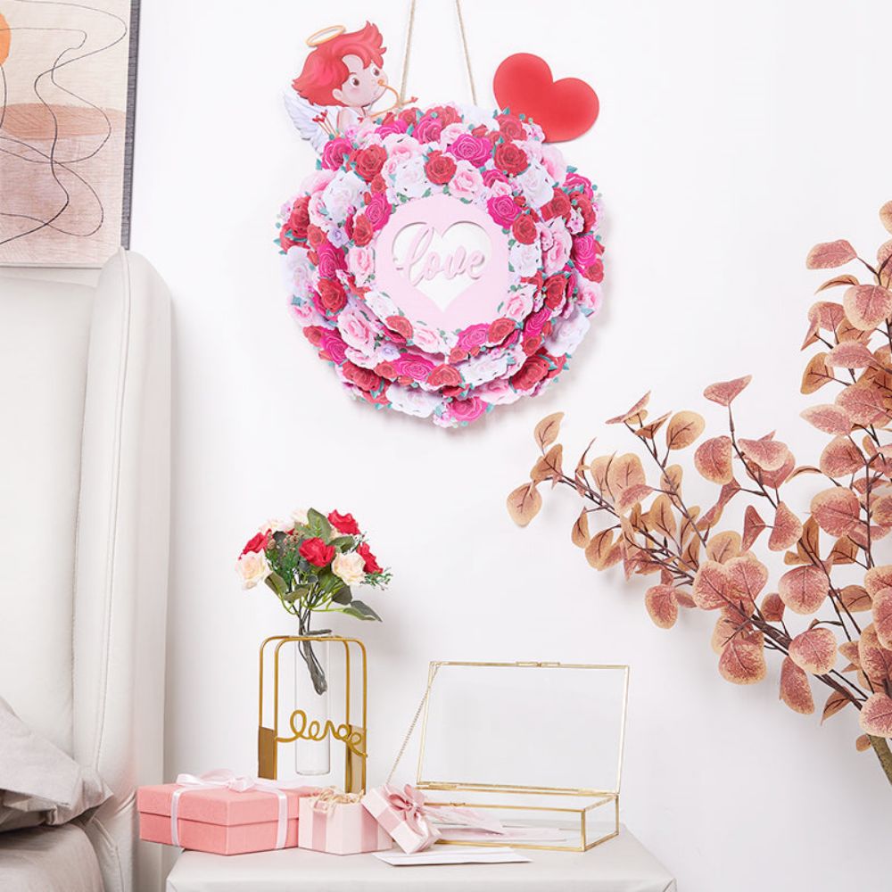 3D Creative Cupid Rose Wreath Pop Up Home Decor Garland-Blongser