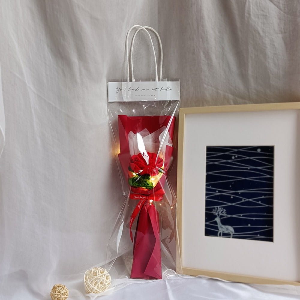 1pc Crochet Flower Handmade Knitted Flower with Light Strip Gift for Lovers Wedding Gift-Blongser