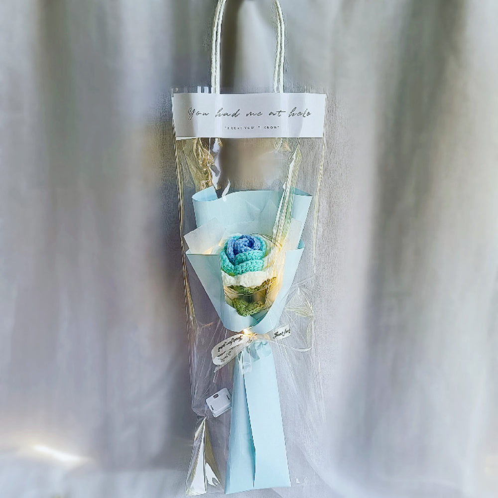 1pc Crochet Flower Handmade Knitted Flower with Light Strip Gift for Lovers Wedding Gift-Blongser