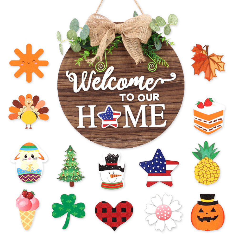 Memorial Day Interchangeable Door Sign 4th of July Welcome Sign Independence Day Patriotic Stars Door Hanger-Blongser