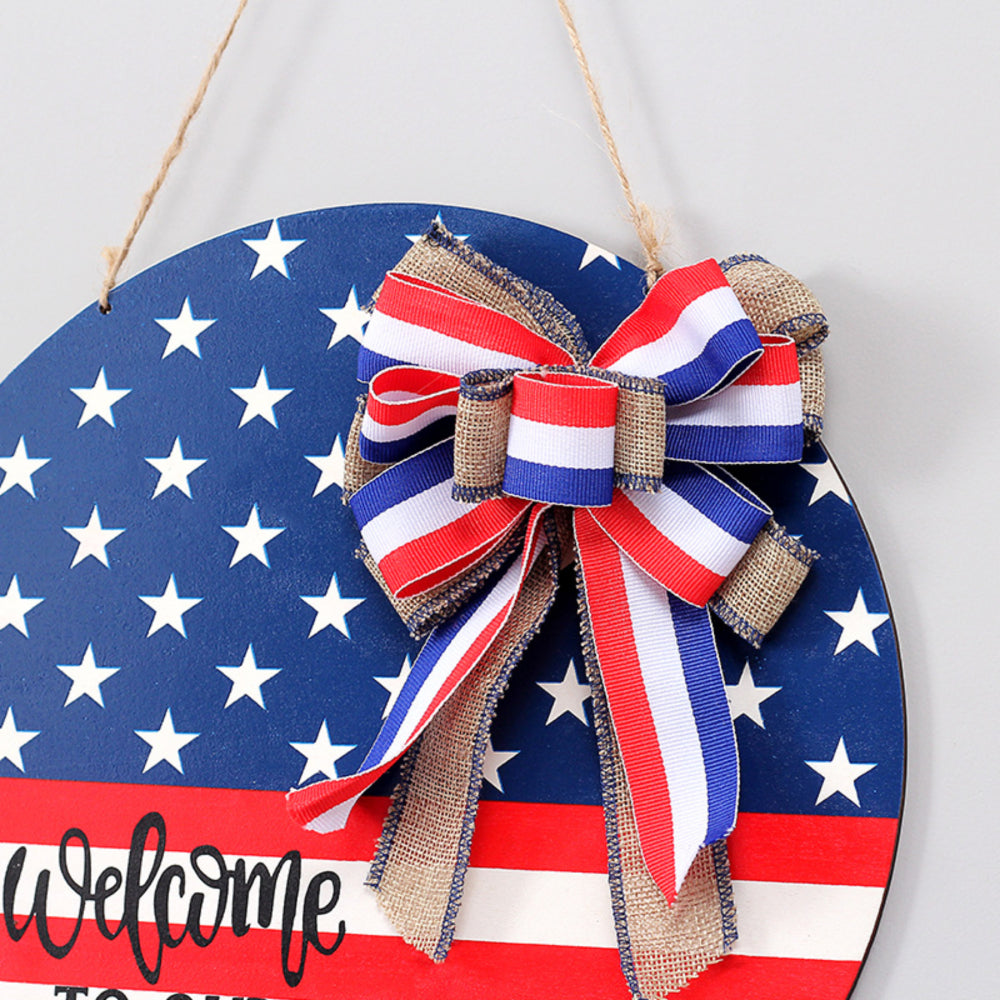 4th of July Welcome Door Sign Independence Day Decorations Front Door Hanger-Blongser