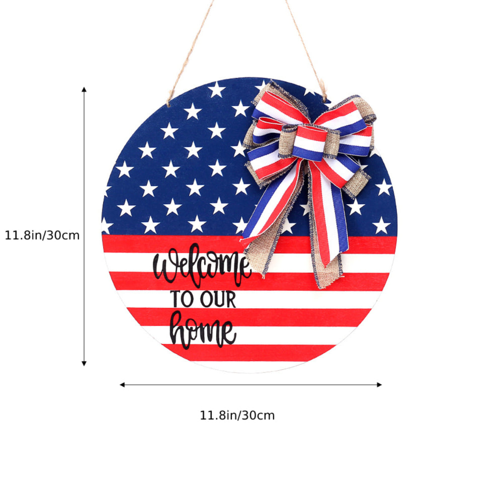 4th of July Welcome Door Sign Independence Day Decorations Front Door Hanger-Blongser