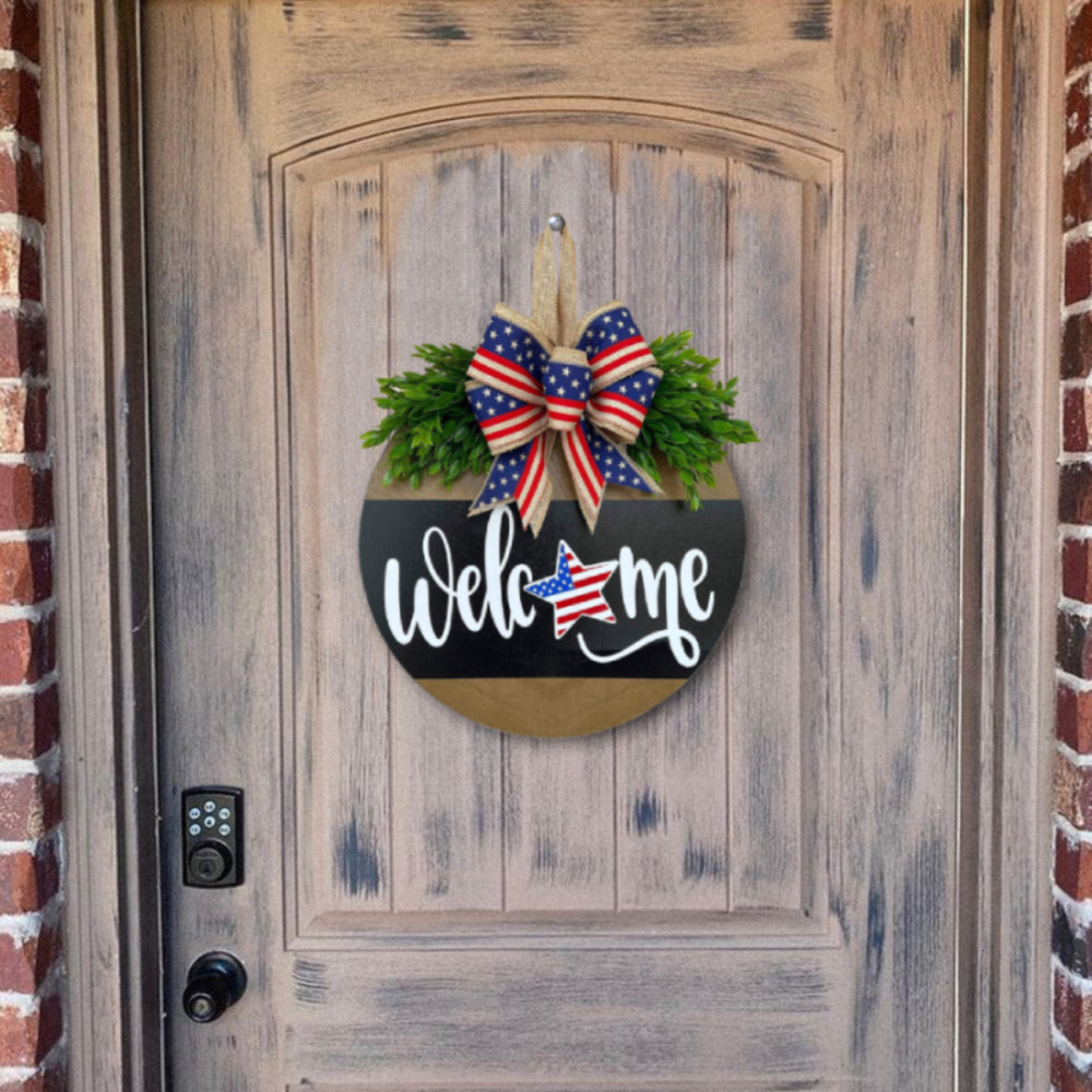 4th of July Welcome Door Sign Independence Day Decorations Front Door Decor-Blongser