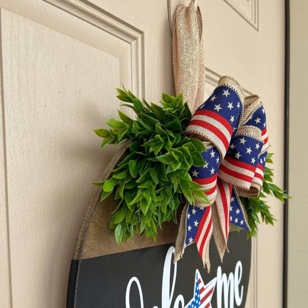 4th of July Welcome Door Sign Independence Day Decorations Front Door Decor-Blongser