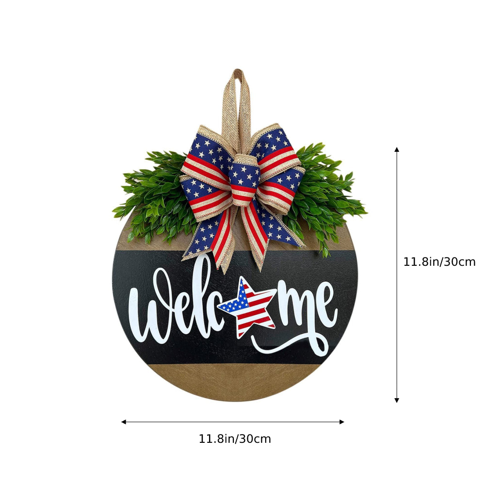 4th of July Welcome Door Sign Independence Day Decorations Front Door Decor-Blongser