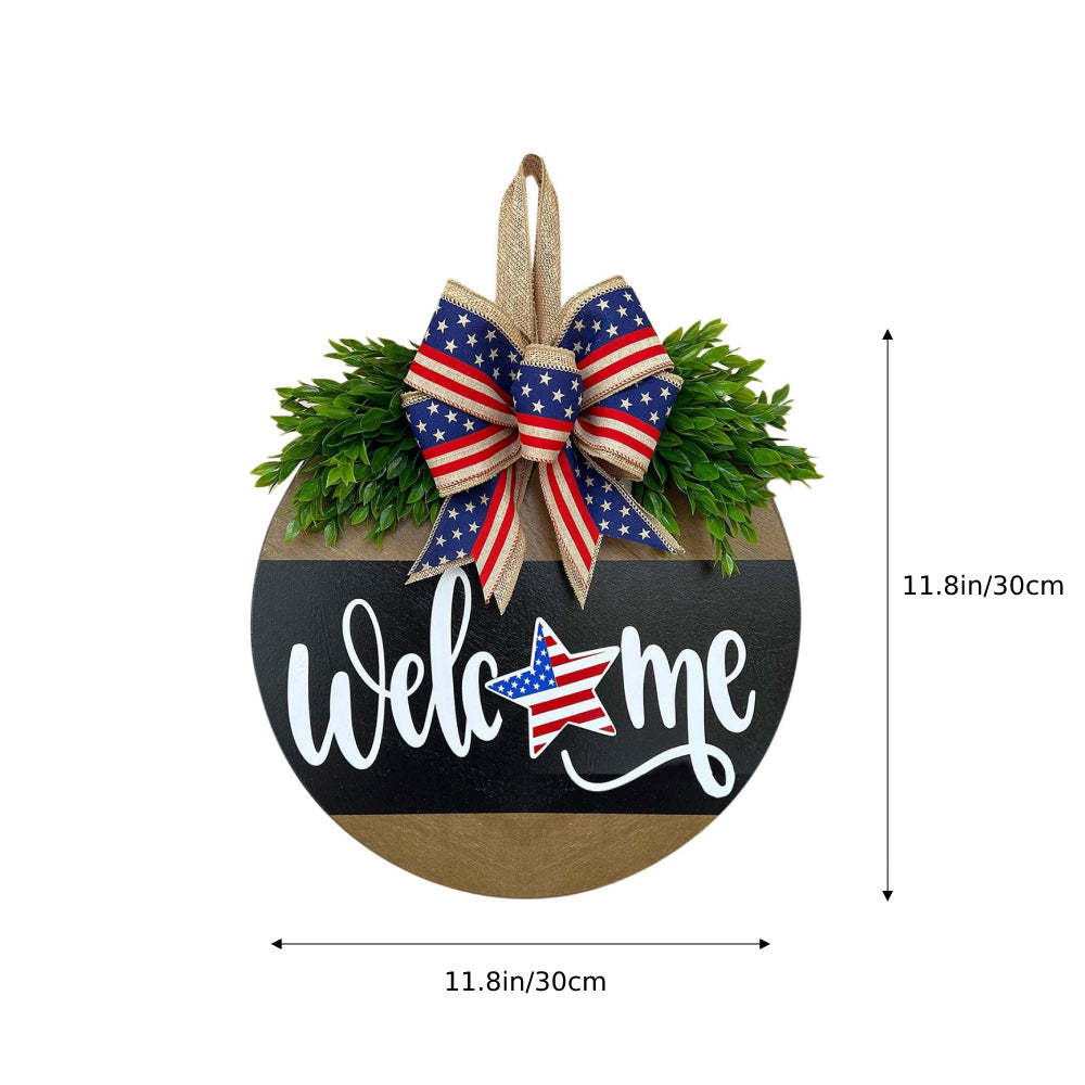 4th of July Welcome Door Sign Independence Day Decorations Front Door Decor-Blongser