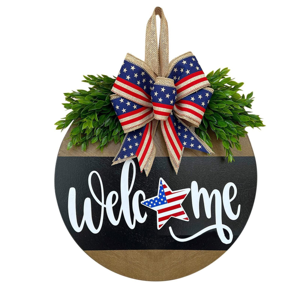 4th of July Welcome Door Sign Independence Day Decorations Front Door Decor-Blongser