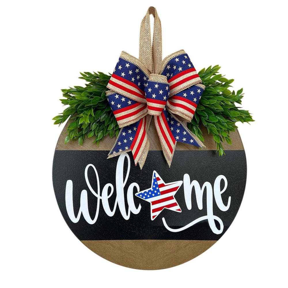 4th of July Welcome Door Sign Independence Day Decorations Front Door Decor-Blongser