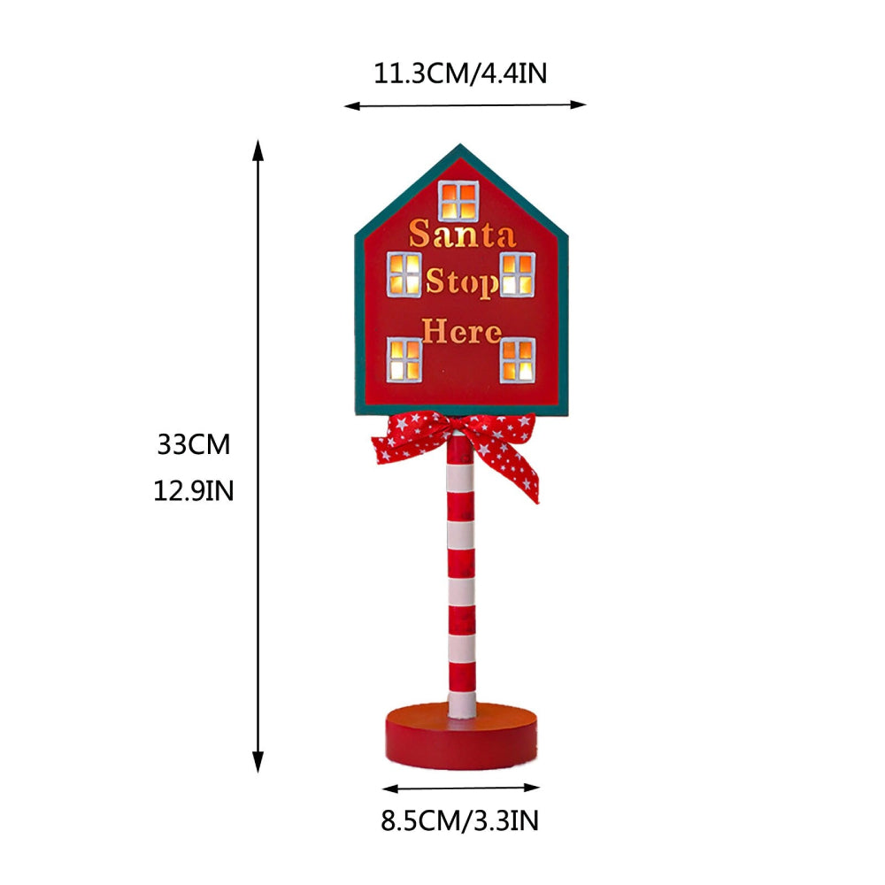 LED Wooden Christmas Light Board For Home Santa Stop Here First Sign Christmas Decoration-Blongser