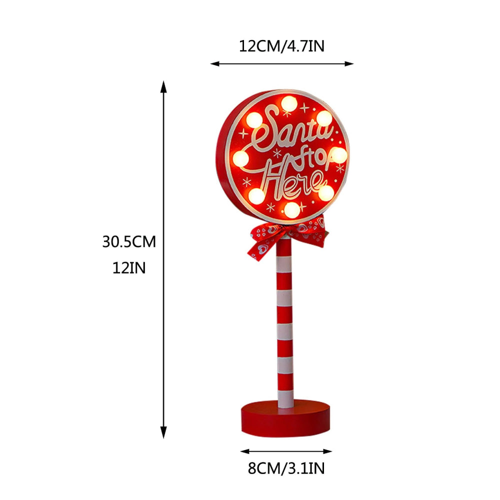 LED Wooden Christmas Light Board For Home Santa Stop Here First Sign Christmas Decoration-Blongser