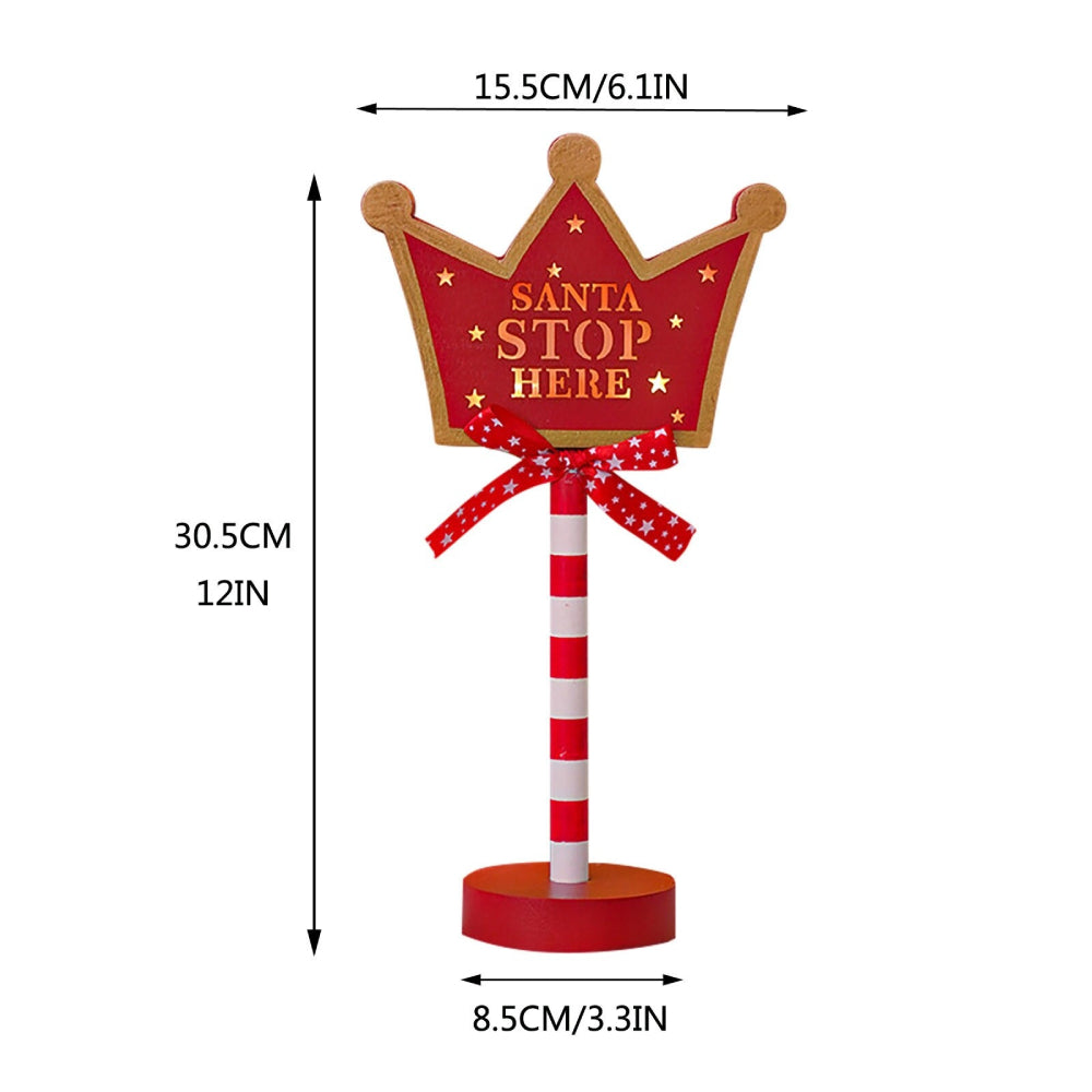 LED Wooden Christmas Light Board For Home Santa Stop Here First Sign Christmas Decoration-Blongser