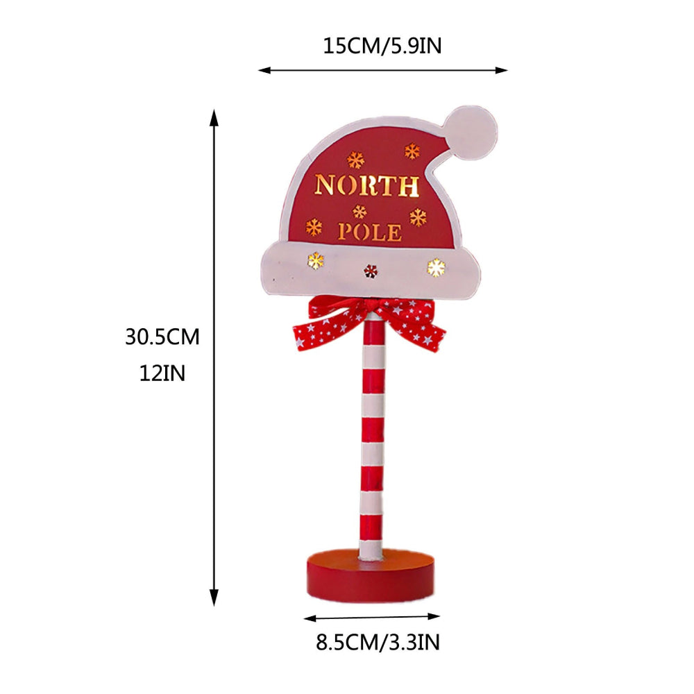 LED Wooden Christmas Light Board For Home Santa Stop Here First Sign Christmas Decoration-Blongser
