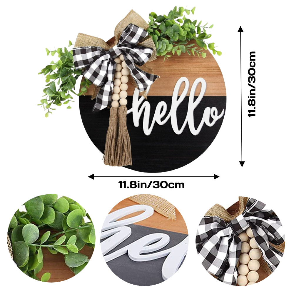 Welcome Sign for Front Door Wood Farmhouse Wreath Porch Decor Hanging Decoration Gifts-Blongser